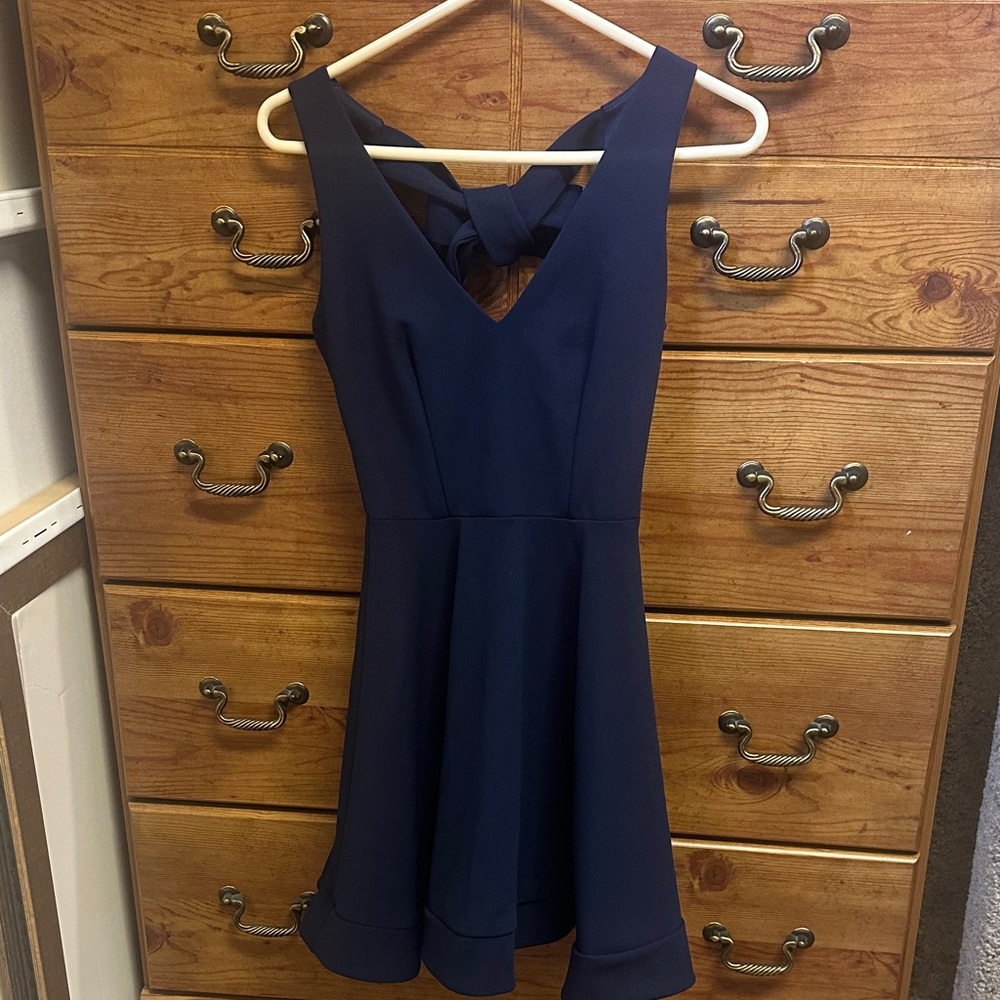 B Darlin Navy Blue Crisscross Mini Dress